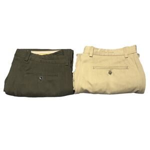 Tommy Bahama Pants Mens 38 x 32 Green Khaki Silk Bamboo Blend Pleated 2 Pair